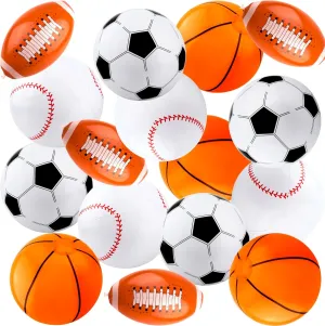 16 Pcs 16 Inch Inflatable Sports Beach Ball Inflatable Basketball Baseball Soccer Football Blow Up Beach Sports Ball for Sports Party Summer Toys