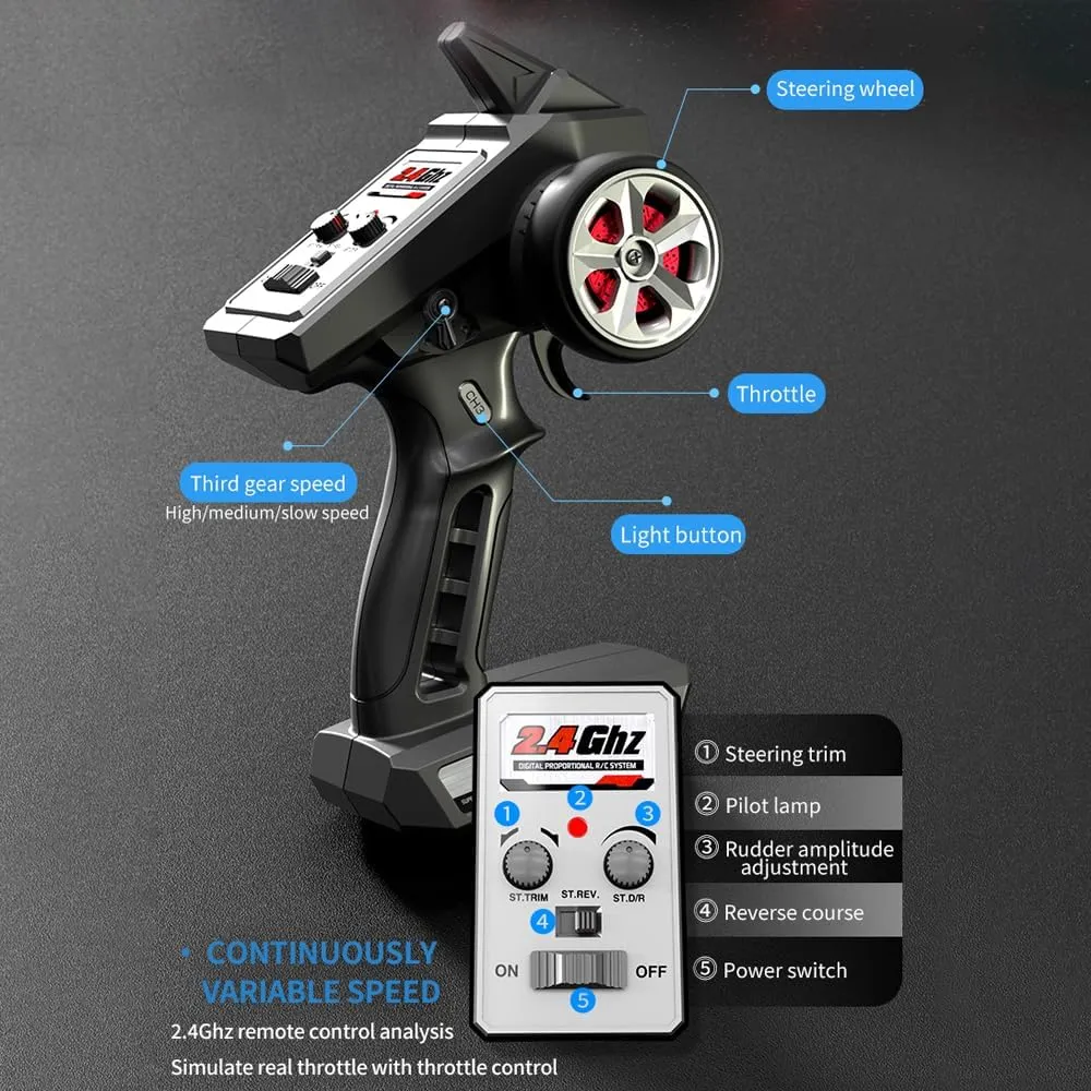 16307Pro Brushless RC Car, On Road High Power Drift Car 4WD Remote Control Truck, 45KM/H High Speed RC Car for Racing, Street Bash Electric Powered Drifting Car with 7 Modes LED Lights