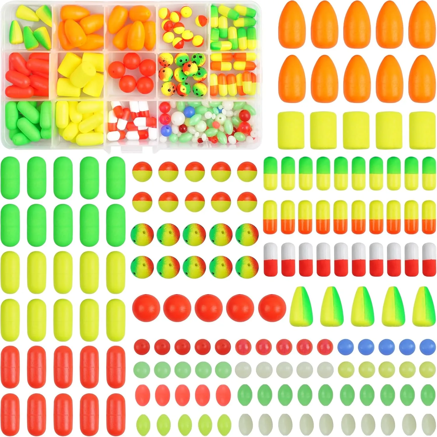 165pcs Pompano Rig Kit, Foam Snell Floats and Beads Surf Fishing Live Bait Walleye Rig Making Accessories or Trout Catfish Walleye