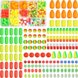 165pcs Pompano Rig Kit, Foam Snell Floats and Beads Surf Fishing Live Bait Walleye Rig Making Accessories or Trout Catfish Walleye