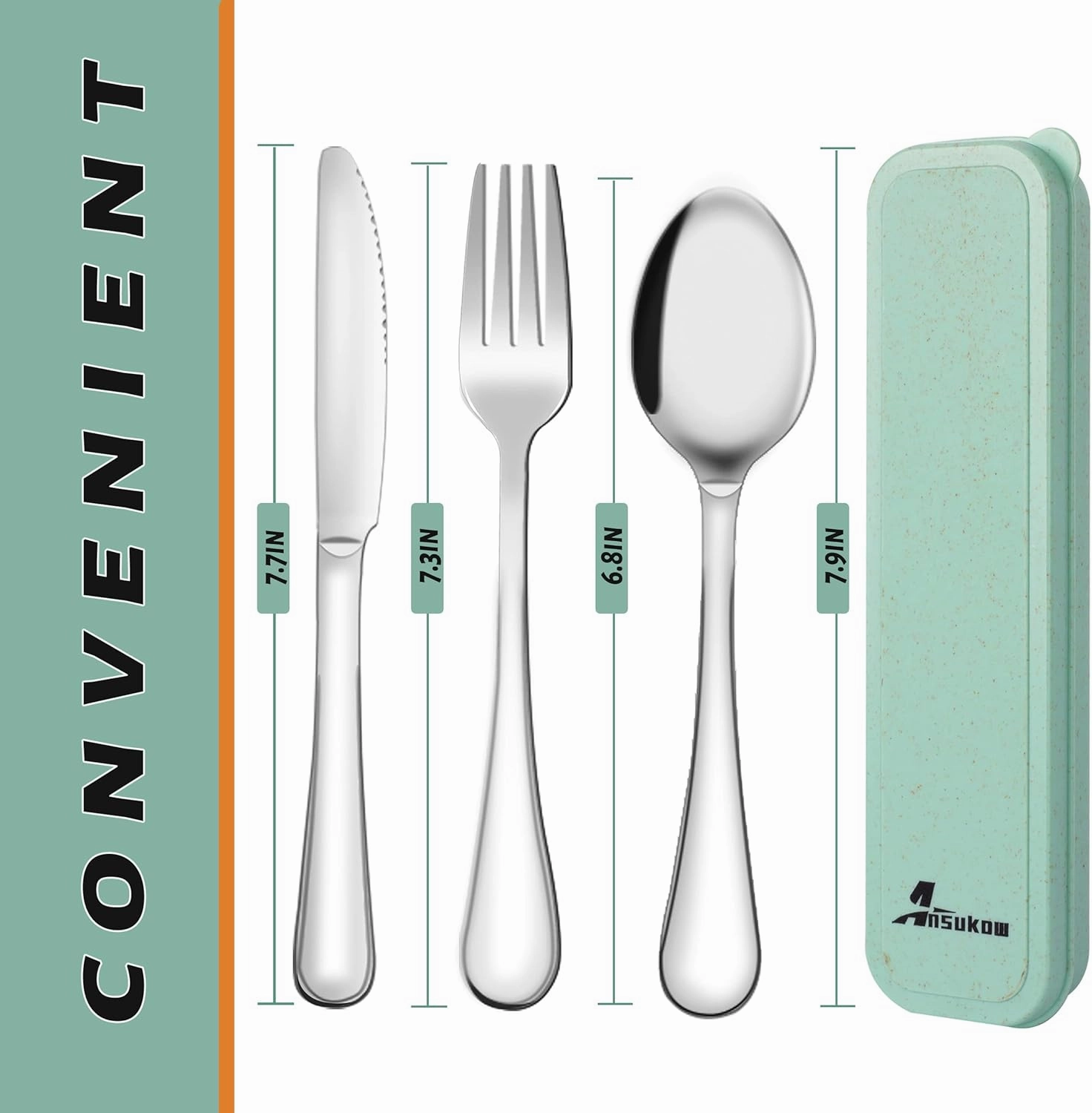 16 Picec Travel Utensils Camping utensils Travel Silverware Set with Case Fork and Spoon Set Office Stainless Steel Reusable Travel Cutlery Set Easy to Travel Lightweight Lunch Box for Men