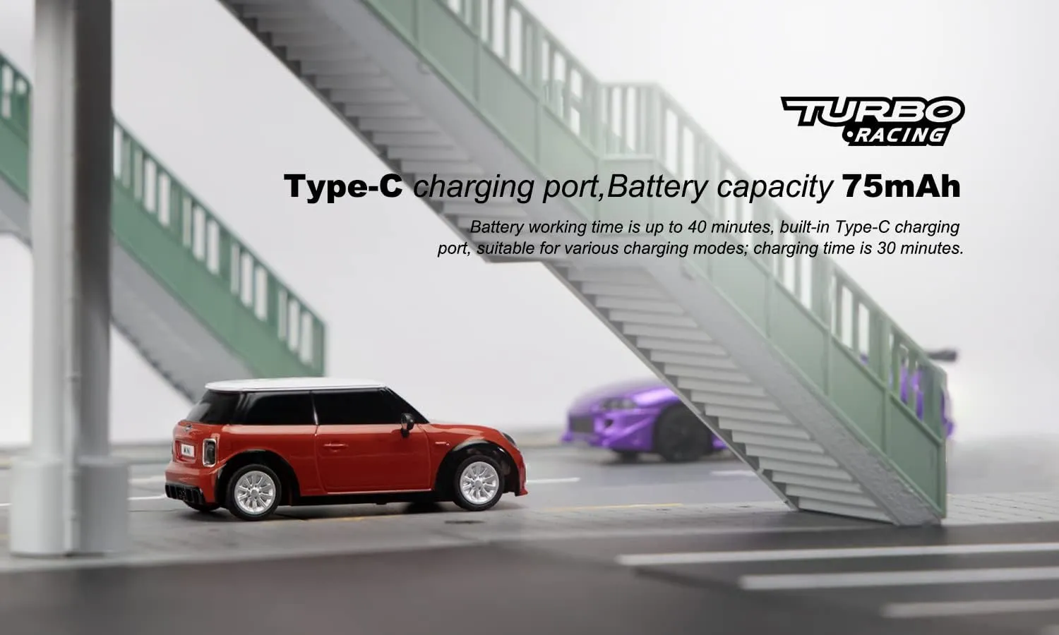 1:76 Turbo Racing Scale RC Sport Car, Table Racing Remote Control Mini Model Car Full Proportional RTR Kit Toys (Baoma Mini-red)