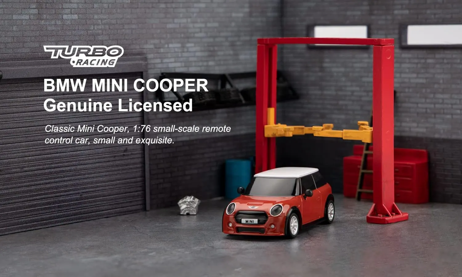 1:76 Turbo Racing Scale RC Sport Car, Table Racing Remote Control Mini Model Car Full Proportional RTR Kit Toys (Baoma Mini-red)