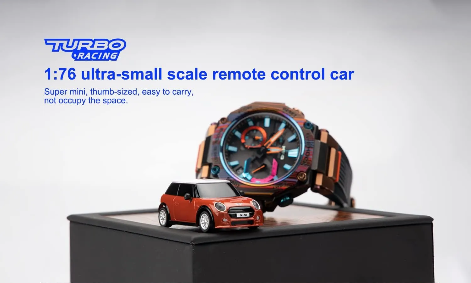 1:76 Turbo Racing Scale RC Sport Car, Table Racing Remote Control Mini Model Car Full Proportional RTR Kit Toys (Baoma Mini-red)