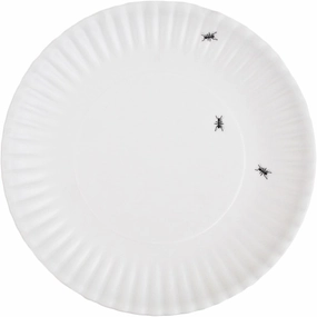 180 Degrees ME0036 What is It Reusable Dinner Plate with Ant Design, 9 Inch Melamine, Set of 4, 9", white, black