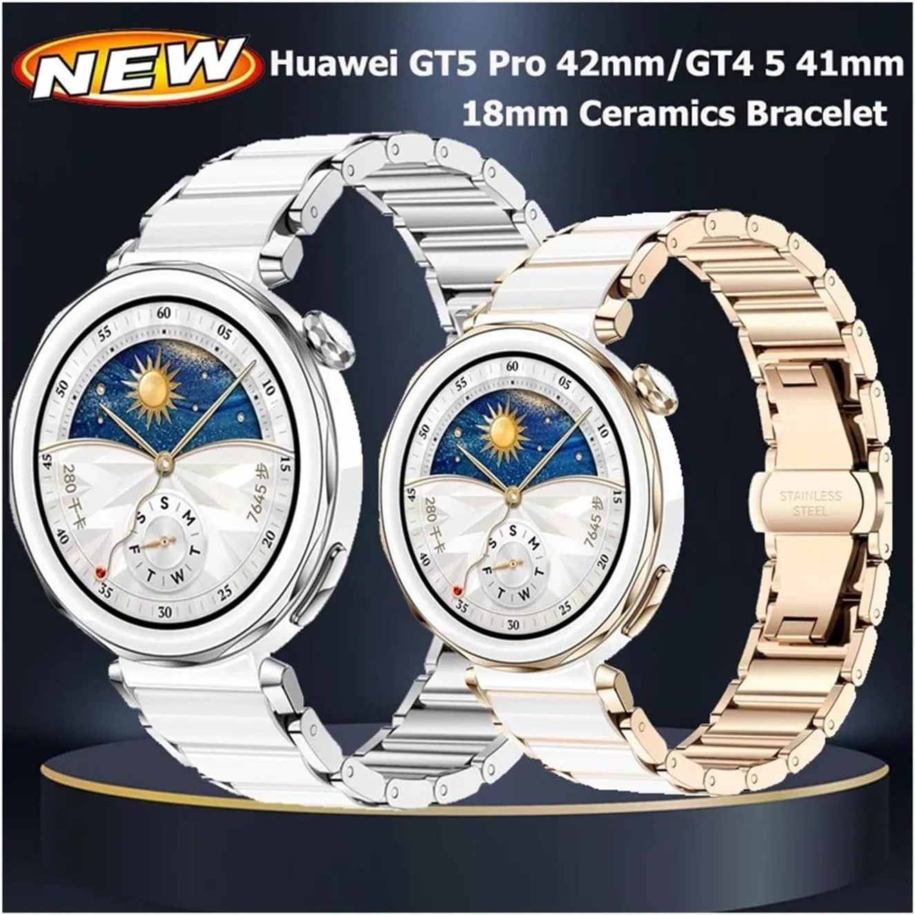 18mm Ceramics Bracelet Strap For Huawei Watch GT5Pro 42mm Butterfly Buckle Replacement Wristband For Huawei Watch GT 5 4 41MM