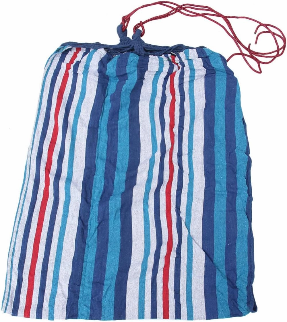 1Pc Canvas Hammock for Outdoor Camping Thickened Blue and White Hanging Chair Lightweight and Strong for Garden Travel Hiking and Leisure Use