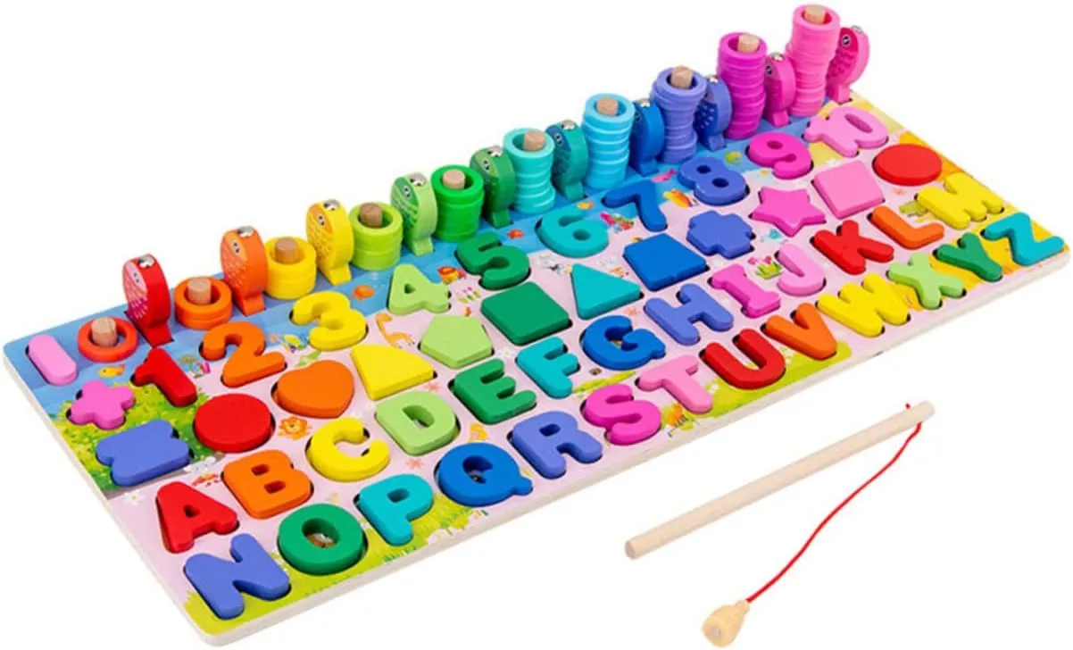 1set Boy Girl Letter Building Blocks Educational Plaything for Early Development Hand-Eye Coordination Safe Coated Fishing Game