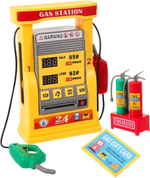 1Set Gas Station Model Multifunctional DIY Gas Station Kit for Interactive Voice Self Service Nozzle Enhances Math Skills for Home and Playrooms