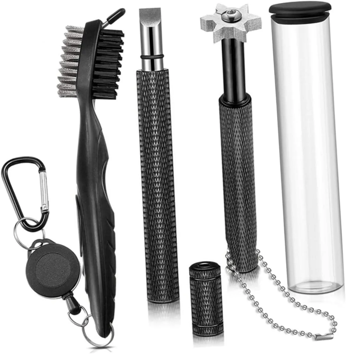 1set Portable Golf Cleaning Tools Brush Spring Buckle Groove Sharpener for Grooves Lightweight Design for Easy Carrying Essential Golf Accessories