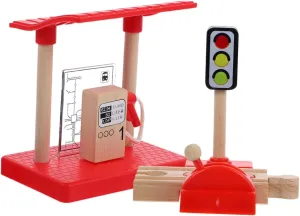 2 Pack Boys and Girls' Railway Station Accessories DIY Gas Station Model Kit Road Block Toy Develop Creativity Skills