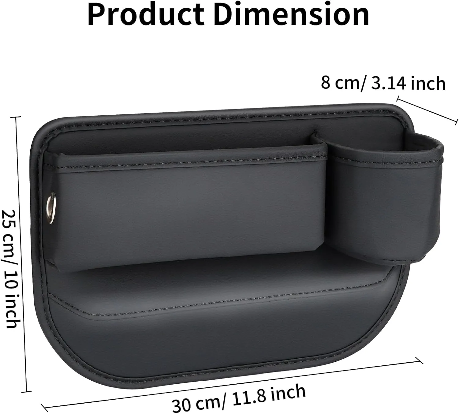 2 Pack leather Car Seat Gap Filler Organizer, Car Cup Holder Gap Bag Universal Car Seam Filler, Adjustable Gap Filler for Phones, Keys (Black)