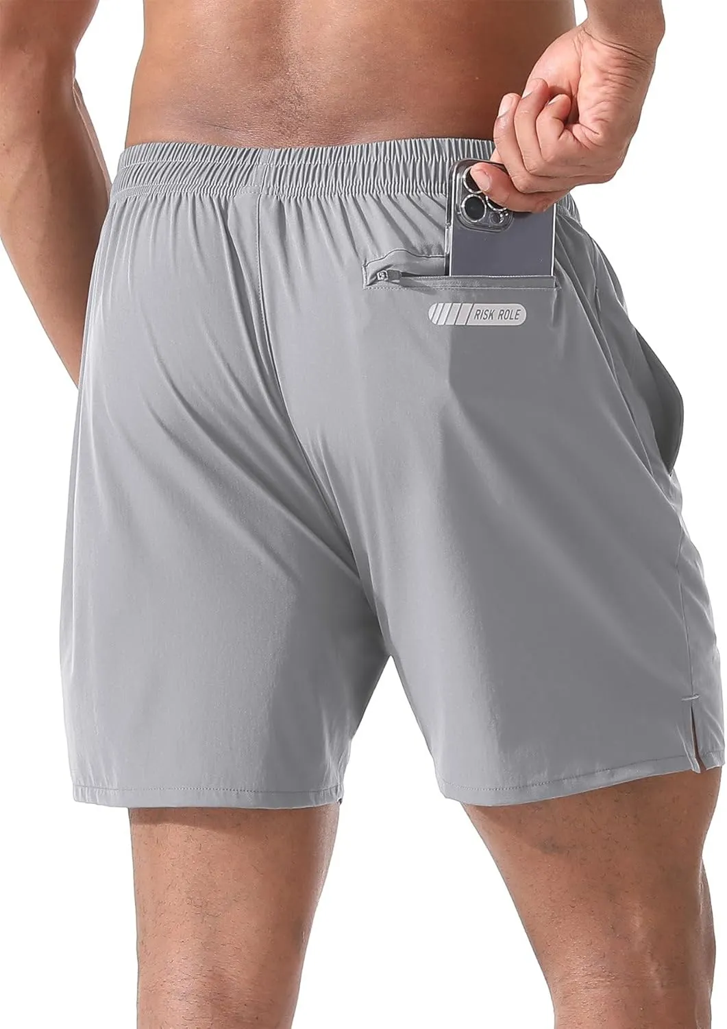 2 Pack Men's Athletic Running Shorts 5" Lightweight Quick Dry Gym Workout Shorts with Hidden Zipper Pocket