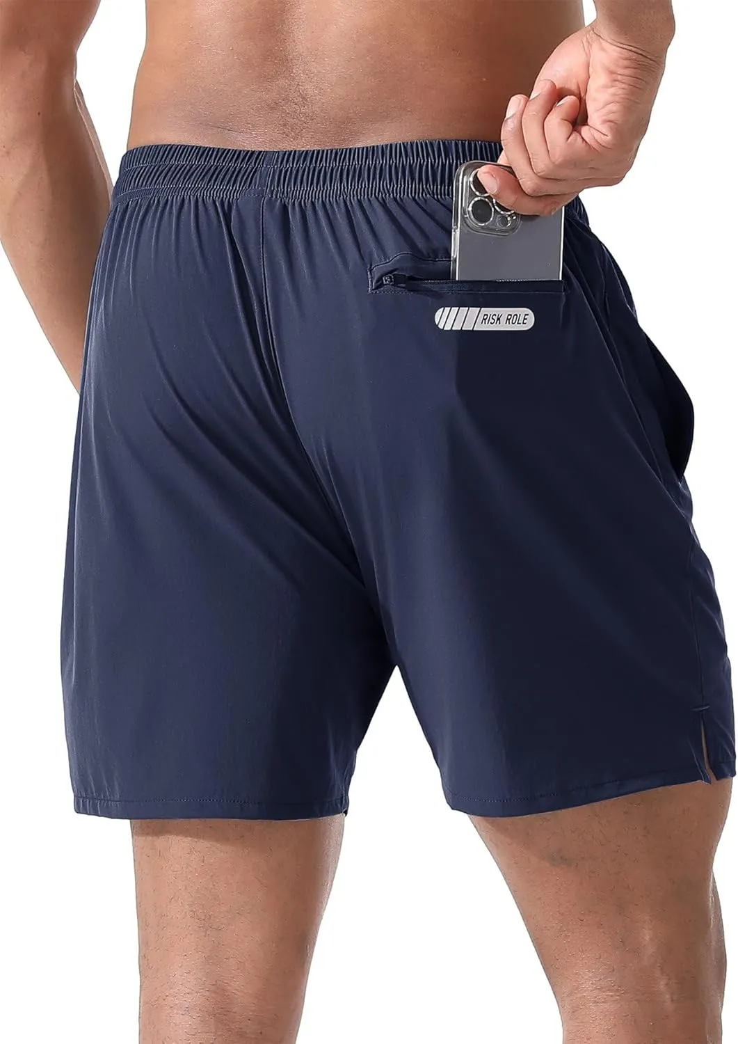 2 Pack Men's Athletic Running Shorts 5" Lightweight Quick Dry Gym Workout Shorts with Hidden Zipper Pocket