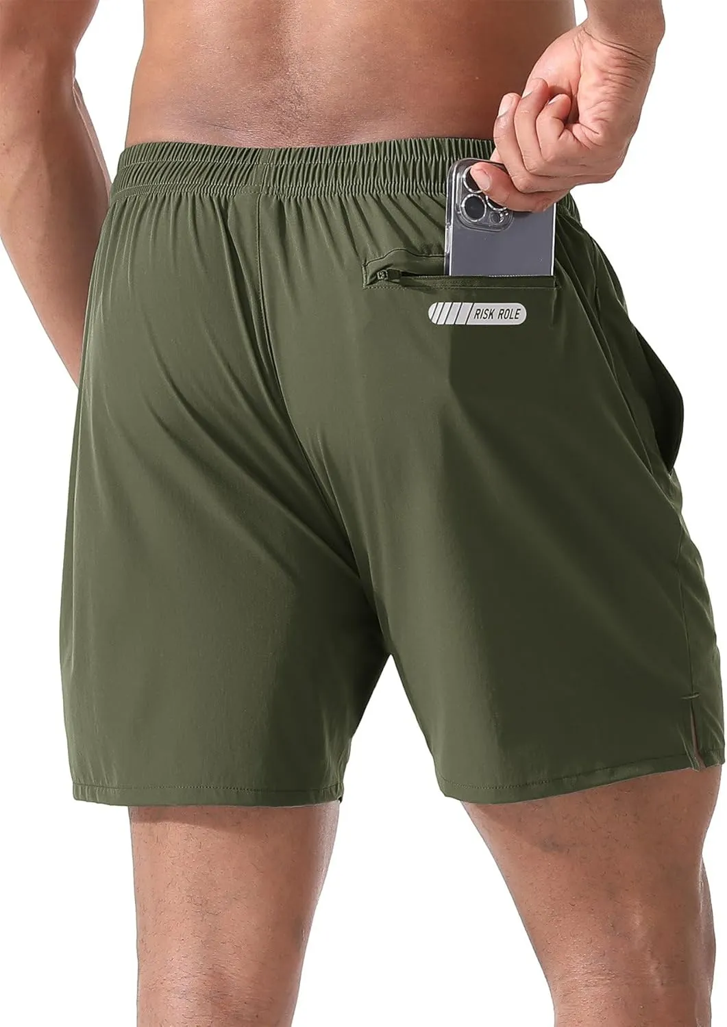 2 Pack Men's Athletic Running Shorts 5" Lightweight Quick Dry Gym Workout Shorts with Hidden Zipper Pocket