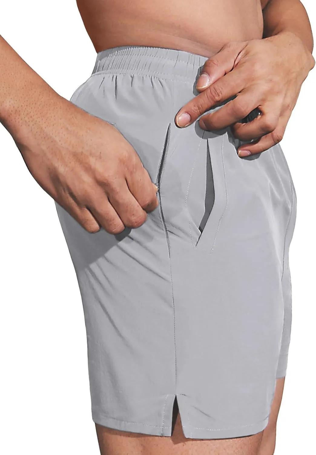 2 Pack Men's Athletic Running Shorts 5" Lightweight Quick Dry Gym Workout Shorts with Hidden Zipper Pocket