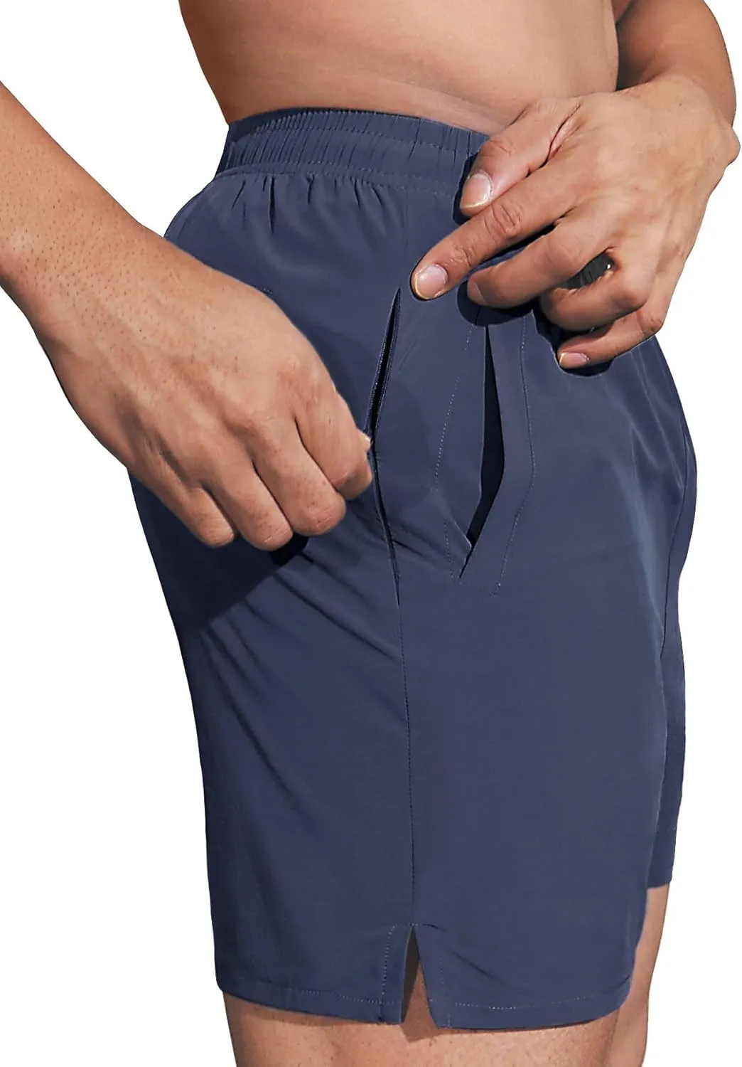 2 Pack Men's Athletic Running Shorts 5" Lightweight Quick Dry Gym Workout Shorts with Hidden Zipper Pocket
