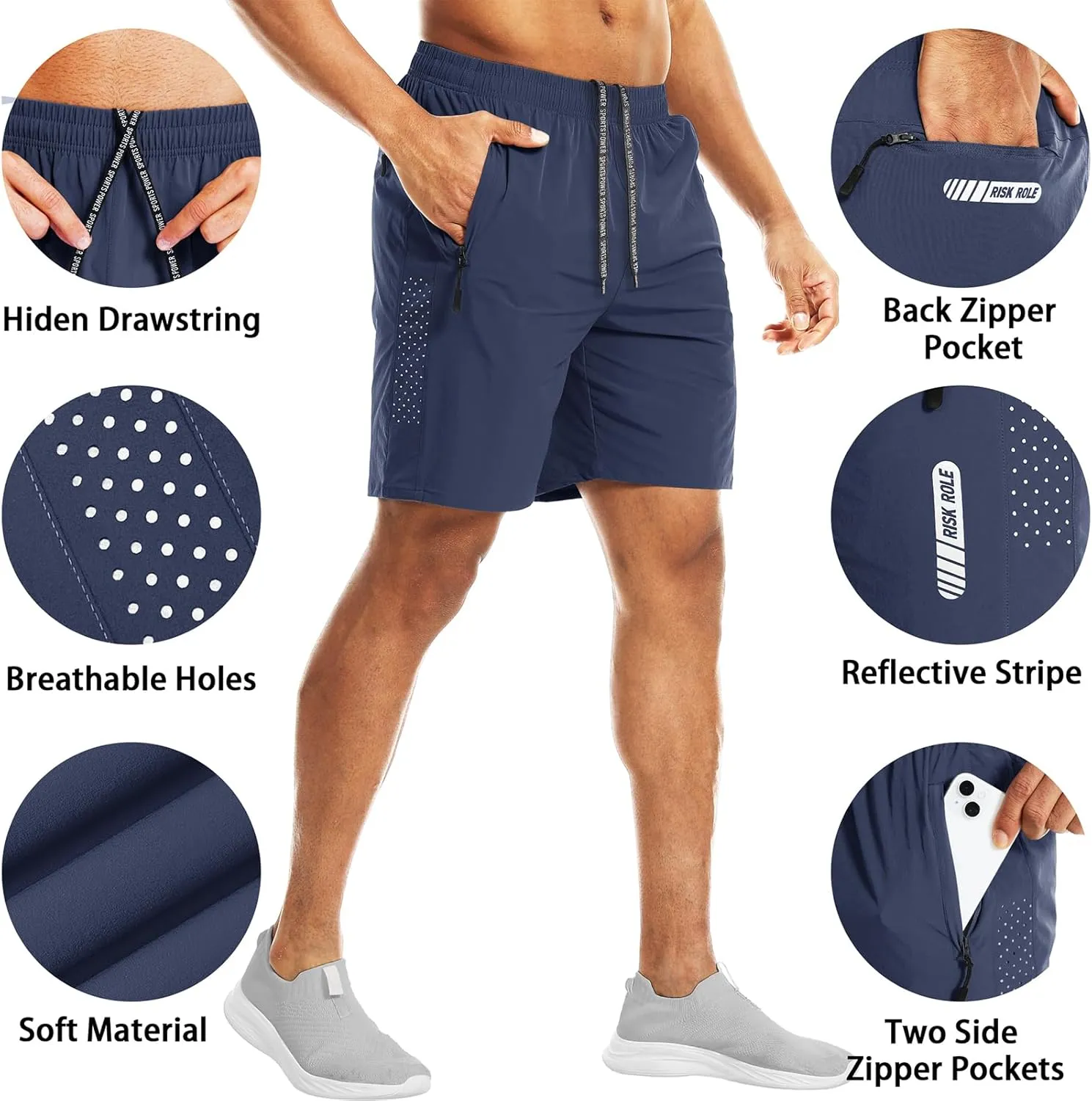 2 Pack Men's Athletic Shorts 7 Inch Inseam Lightweight Quick Dry Running Shorts for Men Gym Workout Shorts