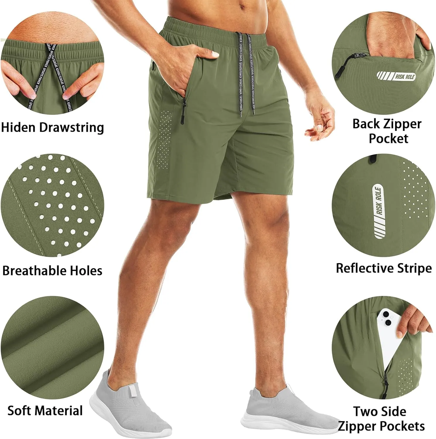2 Pack Men's Athletic Shorts 7 Inch Inseam Lightweight Quick Dry Running Shorts for Men Gym Workout Shorts