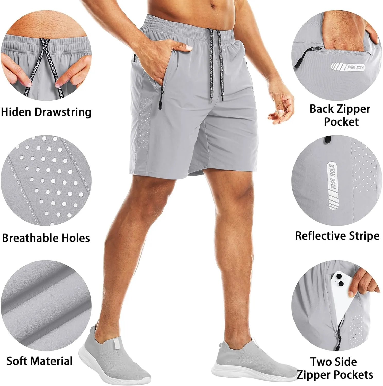 2 Pack Men's Athletic Shorts 7 Inch Inseam Lightweight Quick Dry Running Shorts for Men Gym Workout Shorts