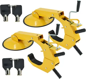 2 Pack Trailer Wheel Lock Clamp Boot Adjustable for RV Boat Trailer Truck Auto Car Heavy Duty Steel Anti-Theft Tire Lock Trailer Boot Towing Security Device