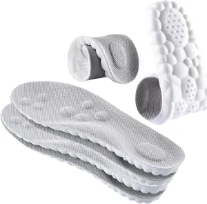 2 Pairs 4D Cloud Technology Insole - Super Soft Comfort Insoles, Soft Foot Protection Cloud Feeling Insole, U-Shape Memory Foam Insoles (Gray, Women: US 4-8.5)