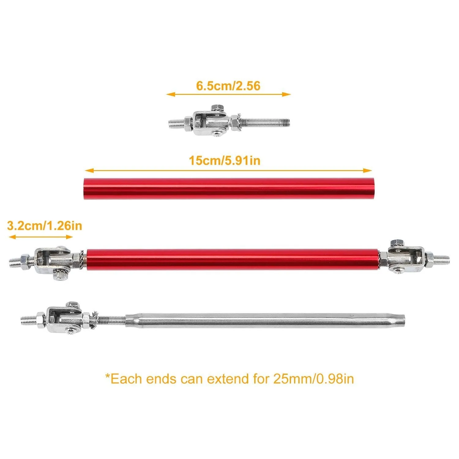 2-Piece: Front Bumper Lip Splitter Rod