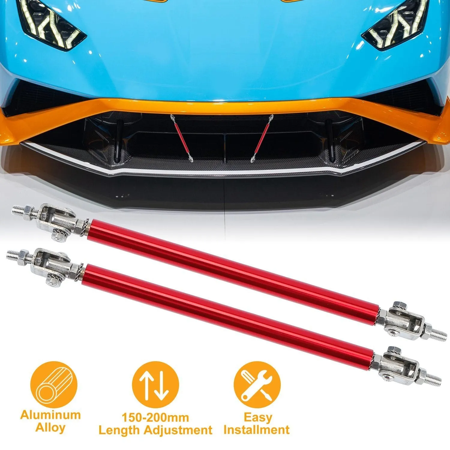 2-Piece: Front Bumper Lip Splitter Rod