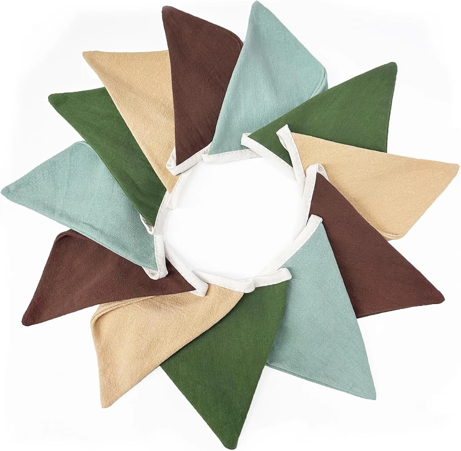 2 Sets of Green Brown Beige Pennant Banner 24Pcs Nursery Garland Flags Fabric Triangle Bunting Streamers for Kids Jungle Summer Woodland Camping Birthday Baby Shower Party Decorations Baby Room Decor
