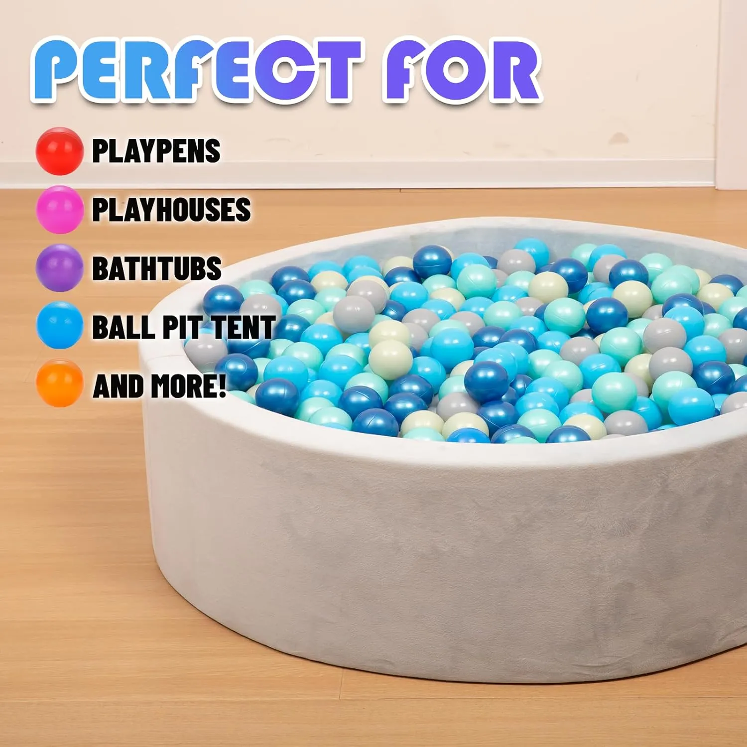200 500 1000 Count Plastic Soft Ball Pit Balls for Pet Dogs Colorful Phthalate Free BPA Free Baby Toddler Play Balls for Kids Toddlers