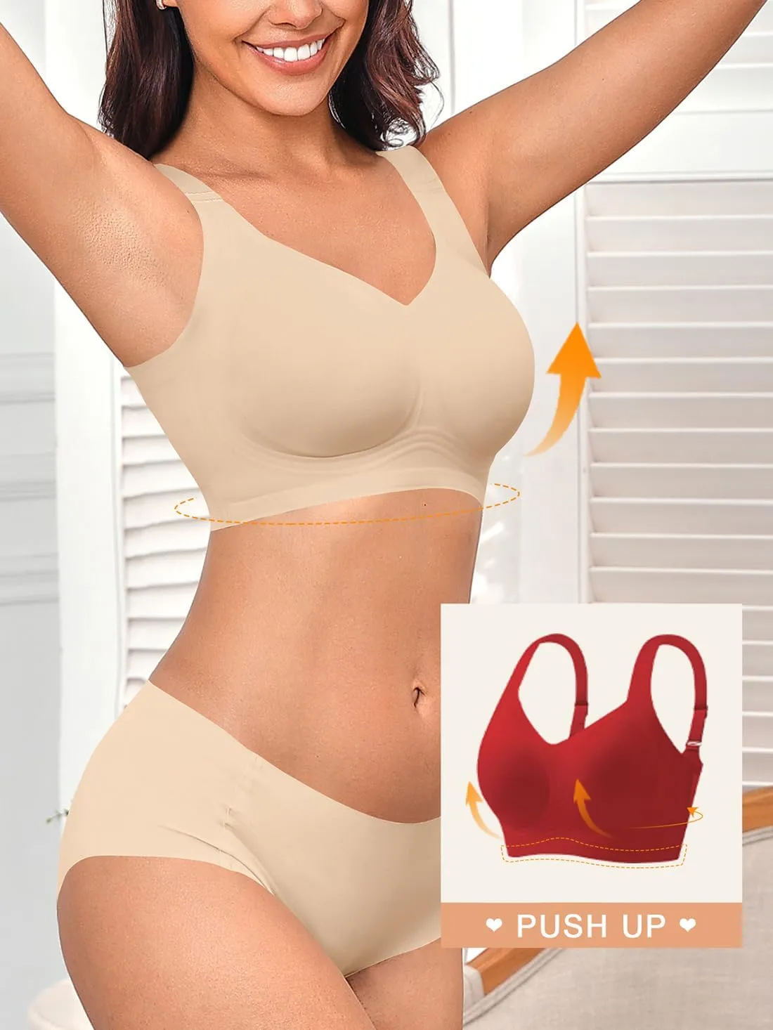 2025 Womens Seamless Wireless Supportive Bra Push Up Comfort Soft No Underwire Full Coverage T-Shirt Bras (M-4XL)