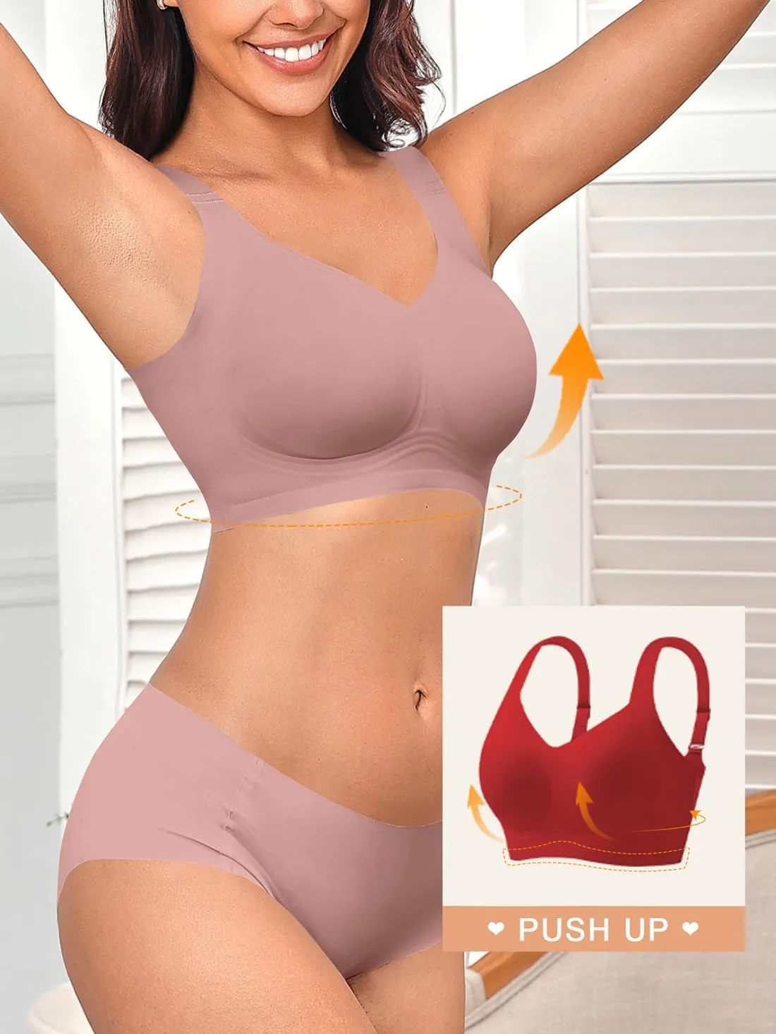 2025 Womens Seamless Wireless Supportive Bra Push Up Comfort Soft No Underwire Full Coverage T-Shirt Bras (M-4XL)