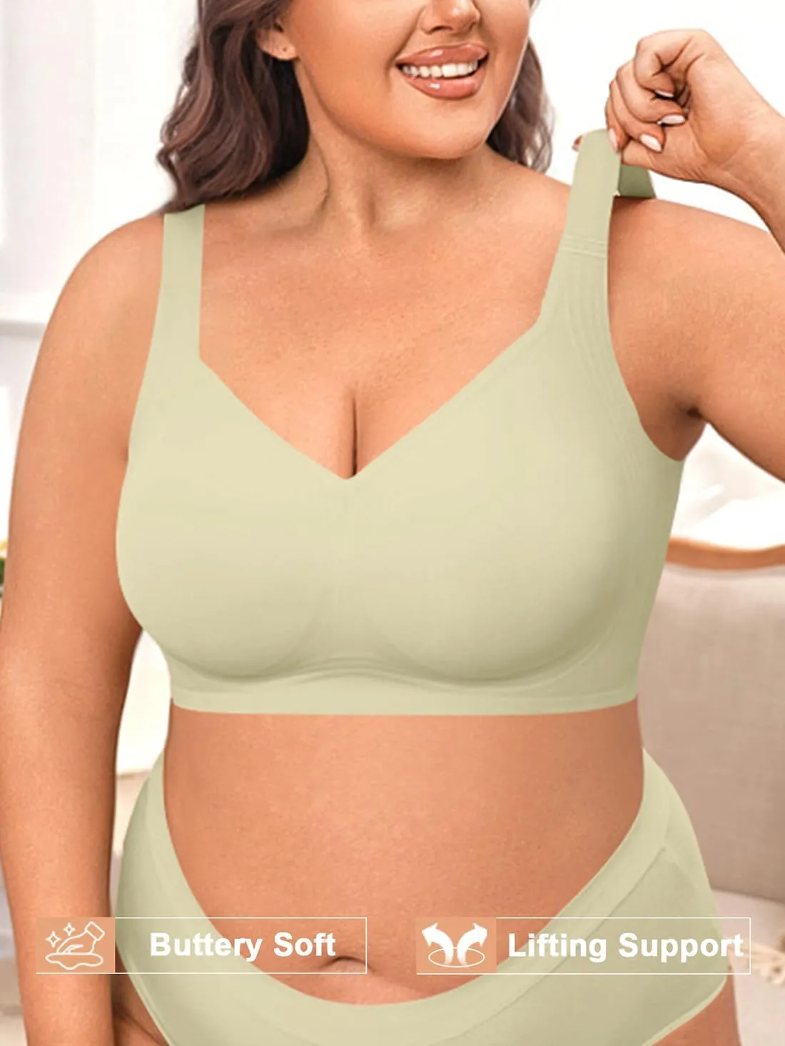 2025 Womens Seamless Wireless Supportive Bra Push Up Comfort Soft No Underwire Full Coverage T-Shirt Bras (M-4XL)