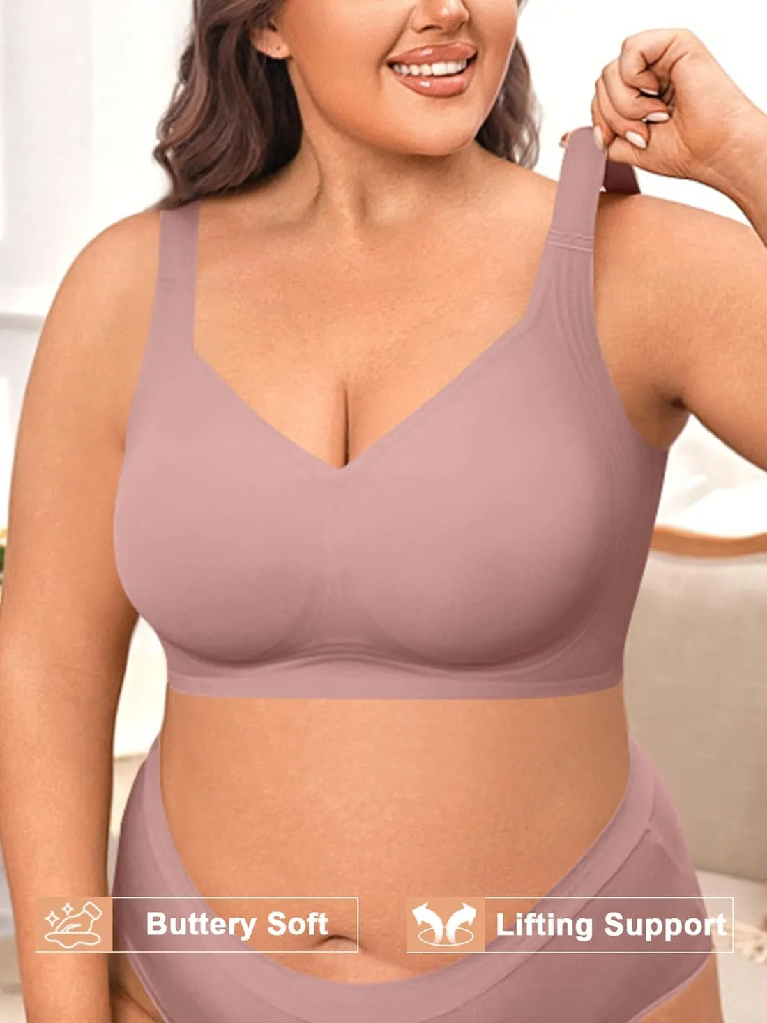 2025 Womens Seamless Wireless Supportive Bra Push Up Comfort Soft No Underwire Full Coverage T-Shirt Bras (M-4XL)