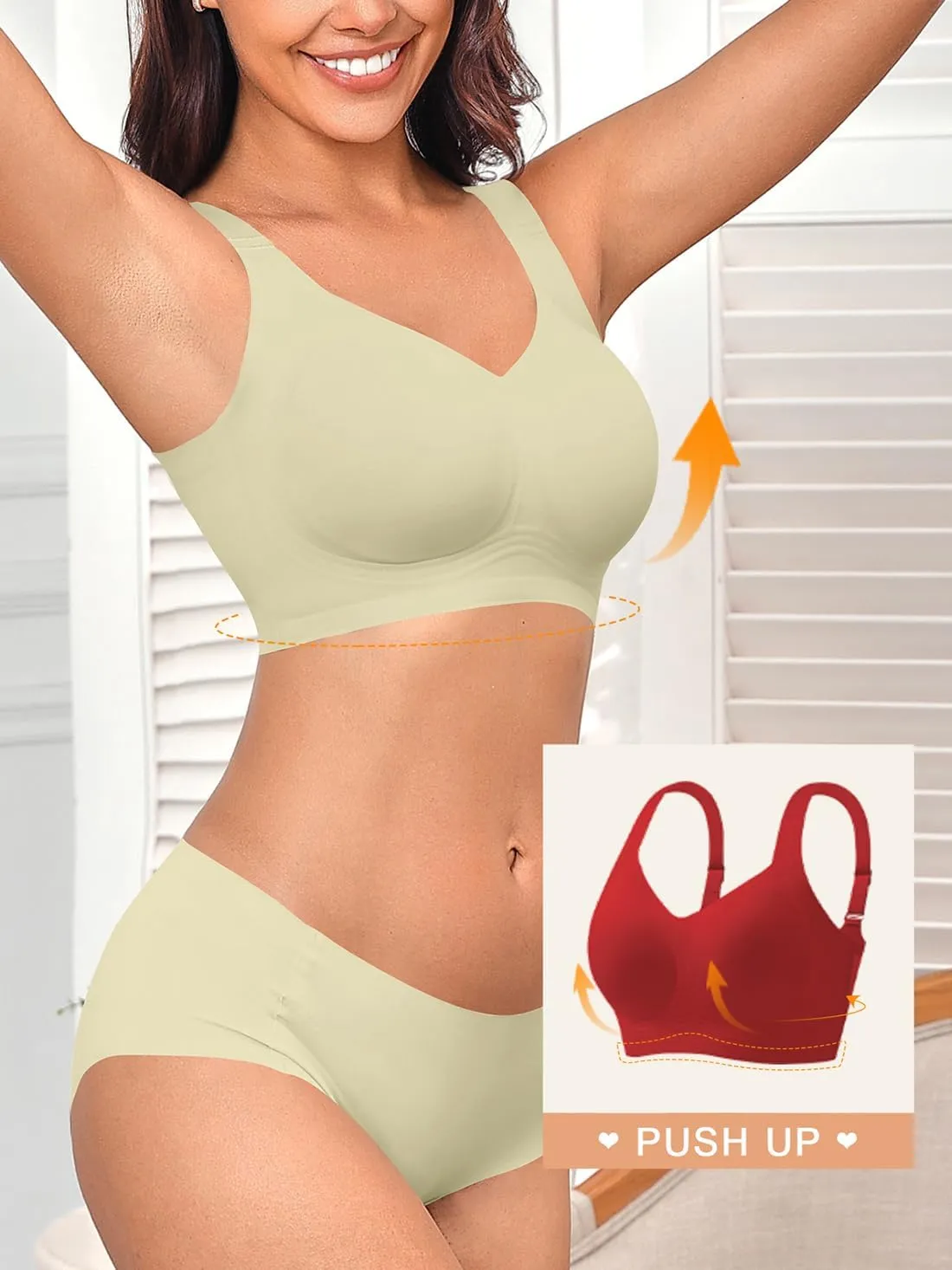 2025 Womens Seamless Wireless Supportive Bra Push Up Comfort Soft No Underwire Full Coverage T-Shirt Bras (M-4XL)