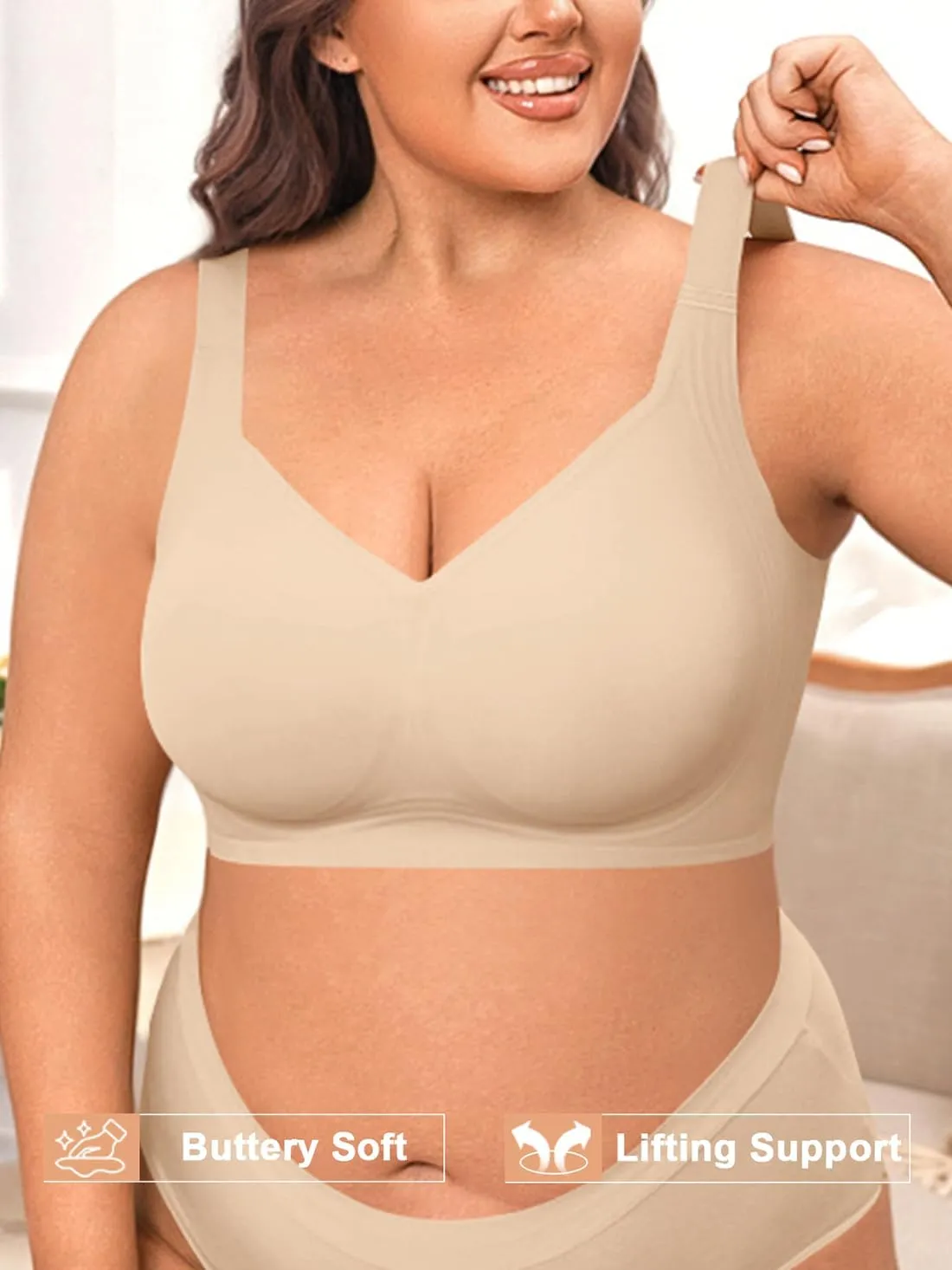 2025 Womens Seamless Wireless Supportive Bra Push Up Comfort Soft No Underwire Full Coverage T-Shirt Bras (M-4XL)