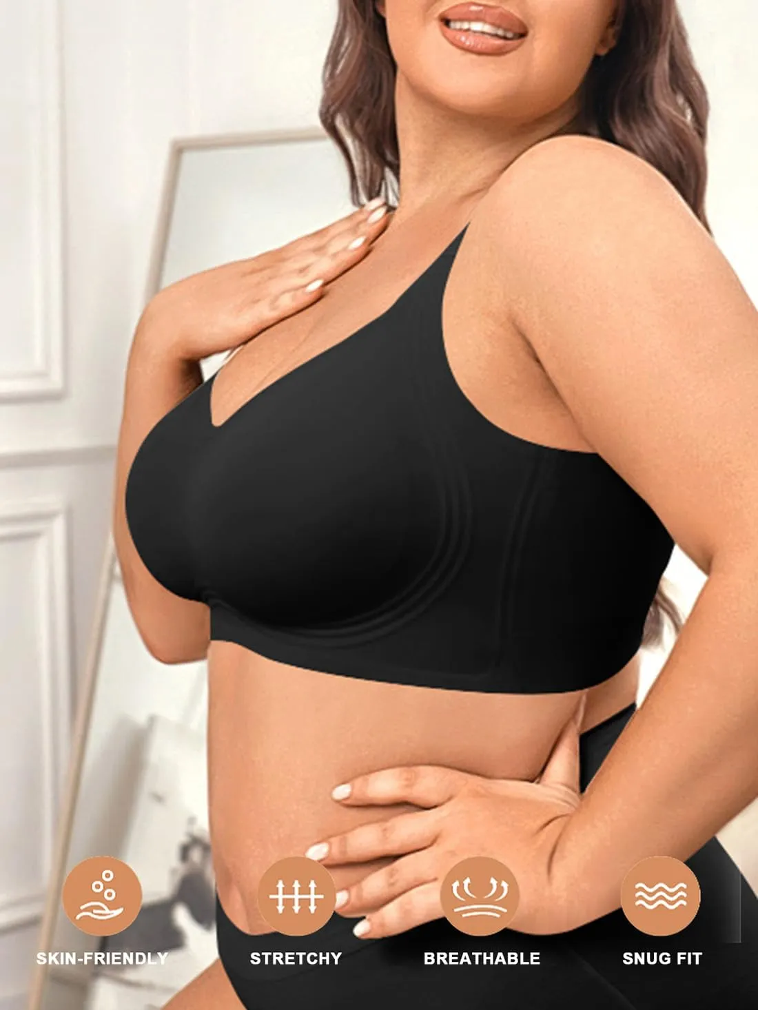 2025 Womens Seamless Wireless Supportive Bra Push Up Comfort Soft No Underwire Full Coverage T-Shirt Bras (M-4XL)