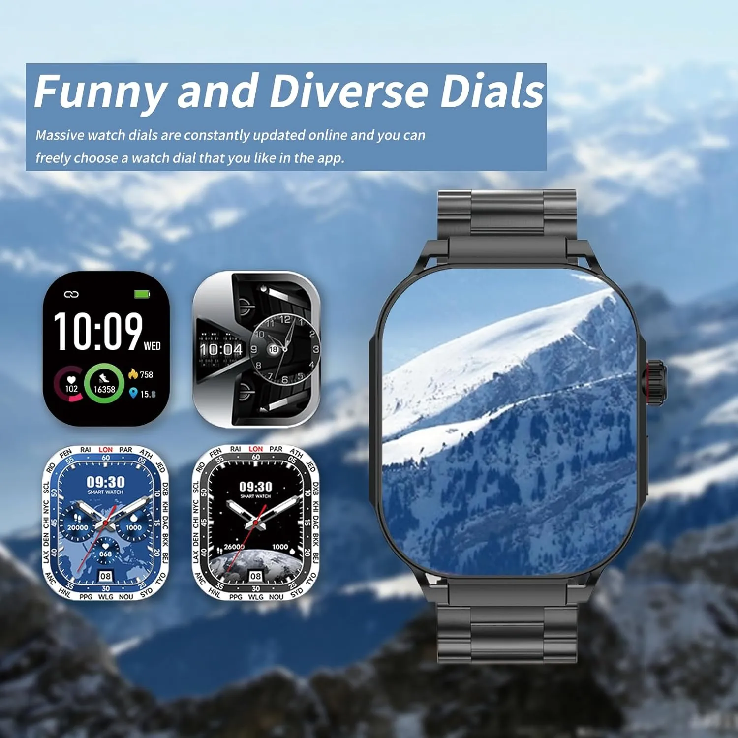 2.06" AMOLED Touch Screen Smart Watch for Man/Women Activity Fitness Tracker with Heart Rate/Blood Pressure/Sleep Monitor Bluetooth IP67 Waterproof for Android & iOS
