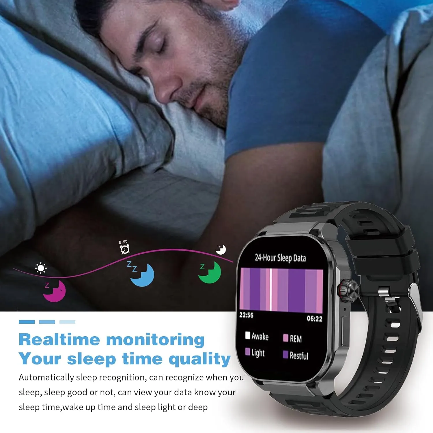 2.06" AMOLED Touch Screen Smart Watch for Man/Women Activity Fitness Tracker with Heart Rate/Blood Pressure/Sleep Monitor Bluetooth IP67 Waterproof for Android & iOS