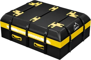 21 Cubic Feet Rooftop Cargo Carrier Bag, Waterproof Zip Soft Roof Top Cargo Bag with Anti-Slip Mat, Luggage Lock, 2 Reflective Strips, 6 Door Hooks, Storage Bag, for All Cars with/Without Rack