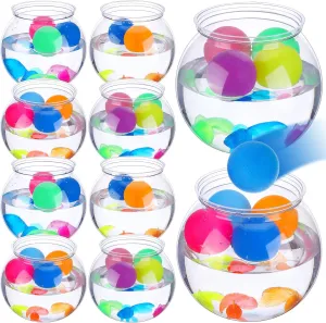 212 Pcs 12 Set 30 oz Table Tennis Fish Bowl Carnival Game Favors with Bounce Round Bowls Multicolor Balls Gold Plastic Fish for Adults Carnival Game Party Activity Prizes