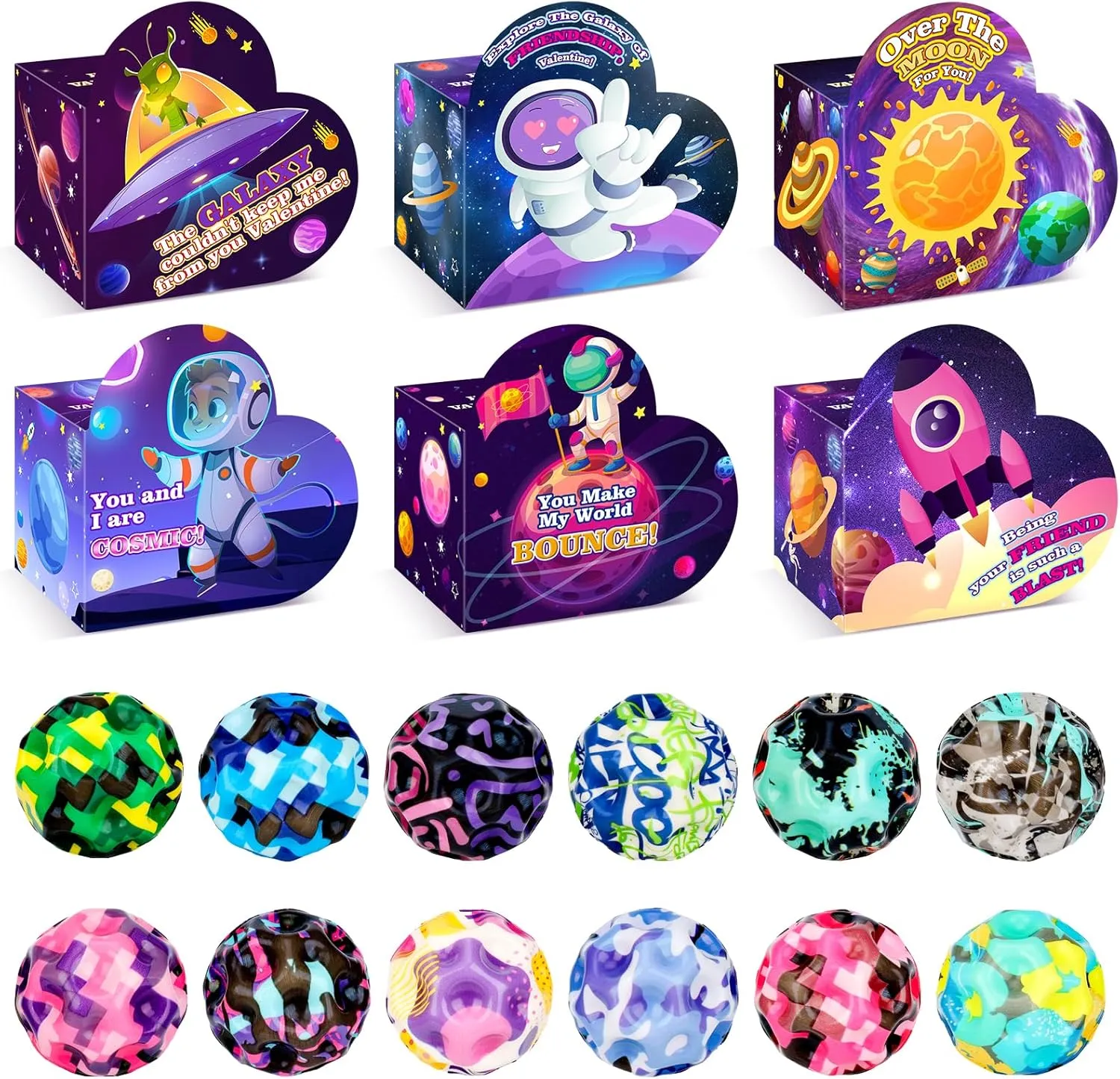 24 Pack Moon Bouncing Balls, Super Bouncy Balls for Kids, Party Favors for Kids