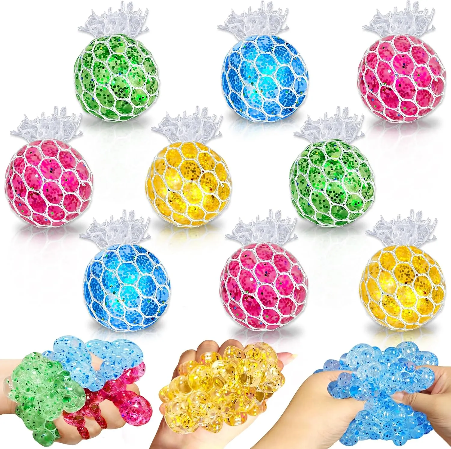 24 Pack Stress Balls Set Fidget Toys for Adults, Squishy Toys, Stress Relief Toys Squeeze Balls Bulk for Kids Adults Classroom Prize,Party Favors,Birthday Gift, Goodie Bag Stuffers Hand Exercise Balls