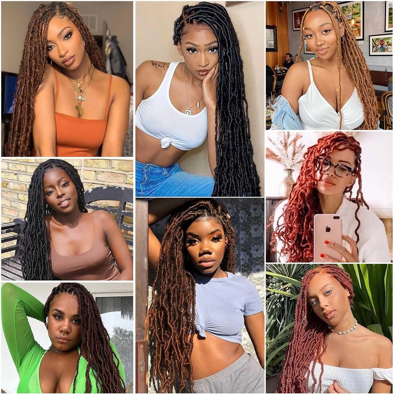 24 Inch Soft Locs Crochet Hair,8 Packs Pre Looped Light Brown Faux Locs Crochet Braids,Goddess Locs Hair For Black Women（24Inch 8pcs,30#）
