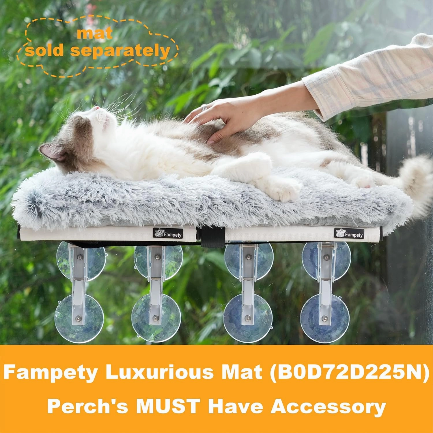 24"XL Cat Window Perch=12" Duo Pac Step=2 Mini Stand for Narrow Space,Vertical Gym Set,8 8 Suction Cup,Hold Up 80LB,Foldable Cordless Underneath Support,Textilene Seat Bed,Easy Clean&Dry-White