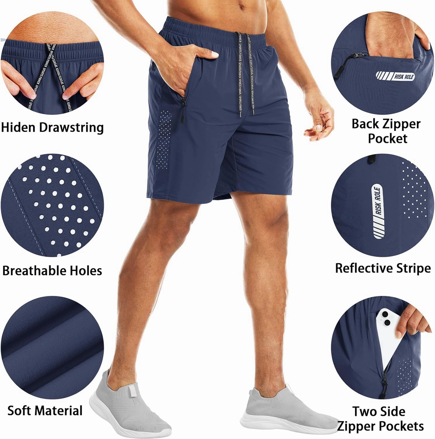 2 Pack Men's Athletic Shorts 7 Inch Inseam Lightweight Quick Dry Running Shorts for Men Gym Workout Shorts