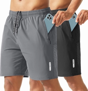 2 Pack Men's Athletic Shorts 7 Inch Inseam Lightweight Quick Dry Running Shorts for Men Gym Workout Shorts