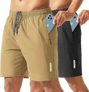 2 Pack Men's Athletic Shorts 7 Inch Inseam Lightweight Quick Dry Running Shorts for Men Gym Workout Shorts