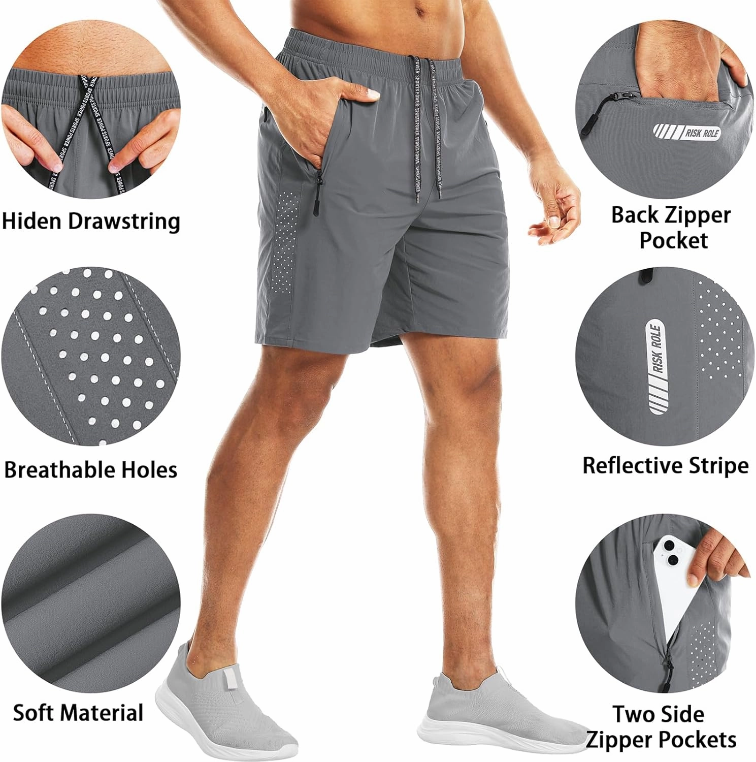 2 Pack Men's Athletic Shorts 7 Inch Inseam Lightweight Quick Dry Running Shorts for Men Gym Workout Shorts