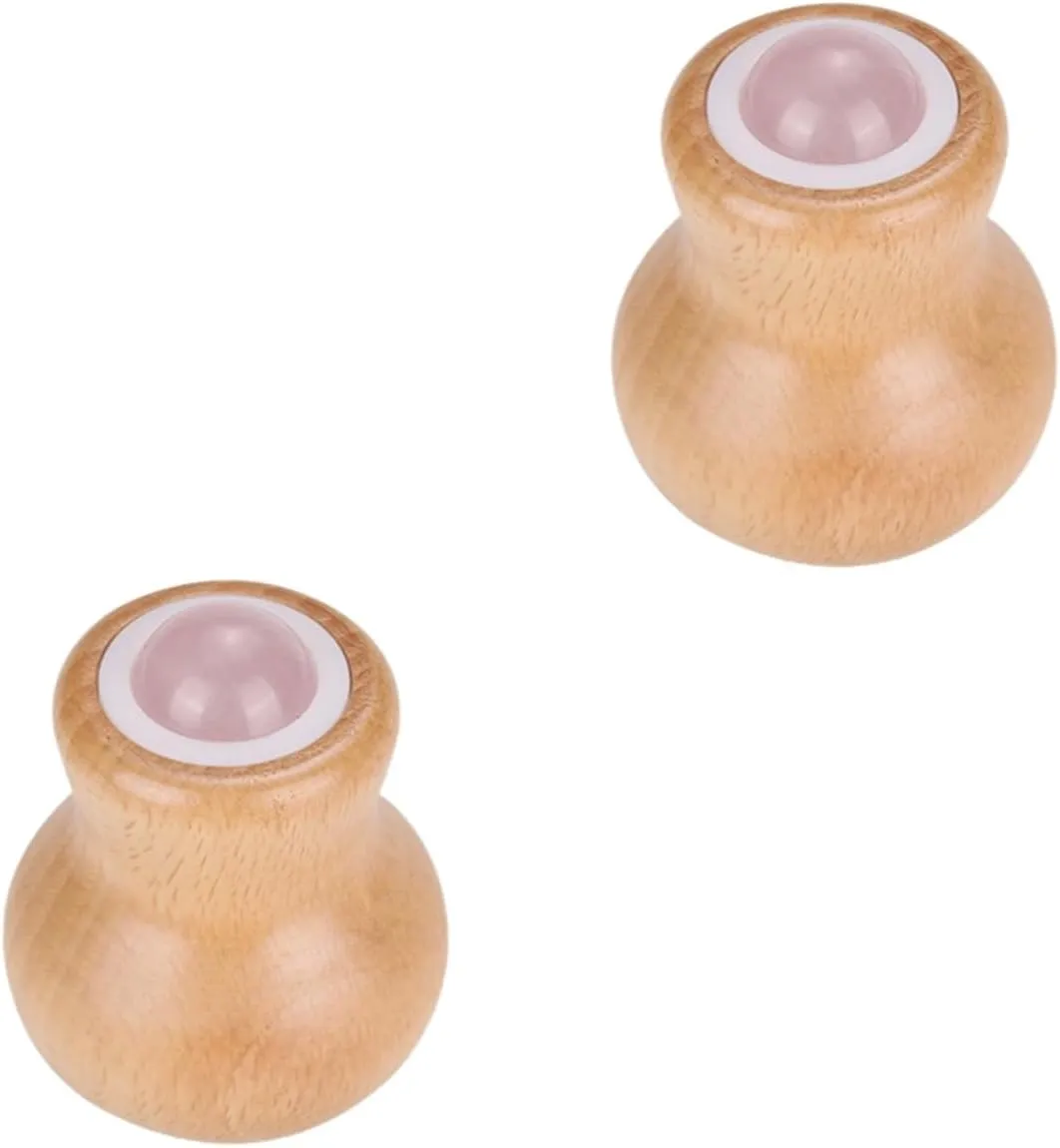 2pcs Jade Face Roller for Facial Massage and Relaxation Portable Skin Care Tool for Puffiness and for Neck Hands and Legs Handle Design